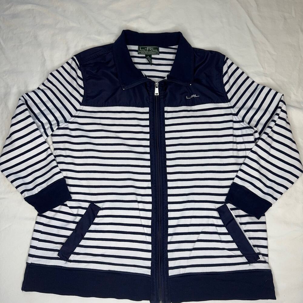 Ralph Lauren Active LRL Jacket XL Navy White Stripe Nautical Coastal Sailor 1X - Picture 5 of 14